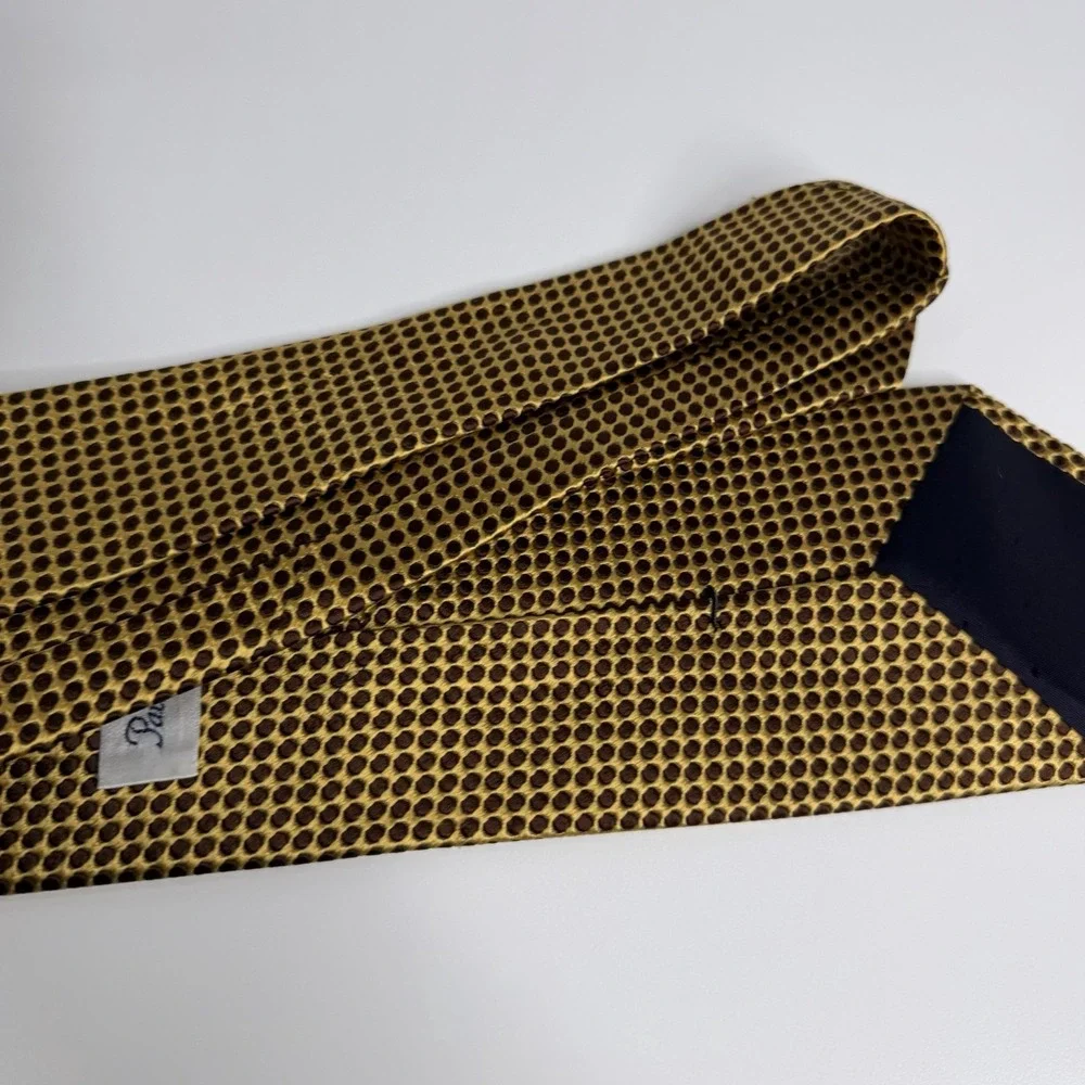 NWOT Paul Fredrick Men's Silk Necktie Gold Brown 4
